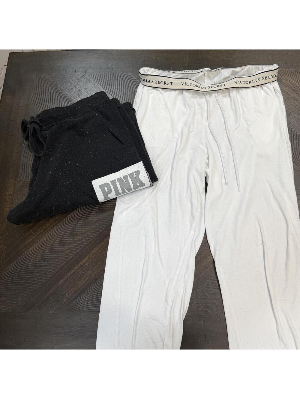 Victoria’s Secret PINK Lounge Pants Bundle | Black Sweatpants & White Joggers S
